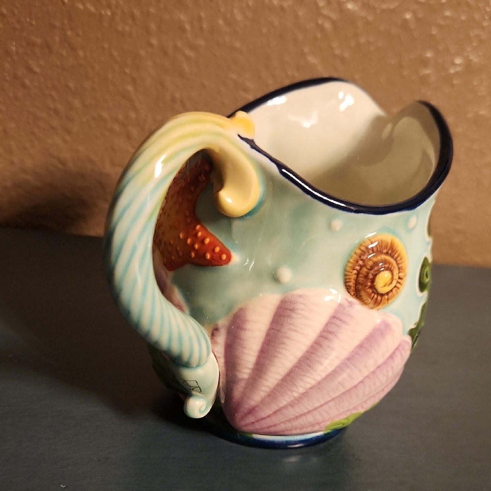 Blue Sky J McCall Starfish Ceramic Creamer Pitcher Vase Jug - Picture 7 of 9